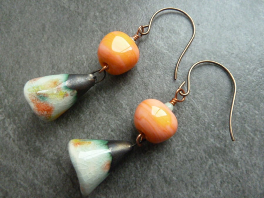 orange ceramic earrings