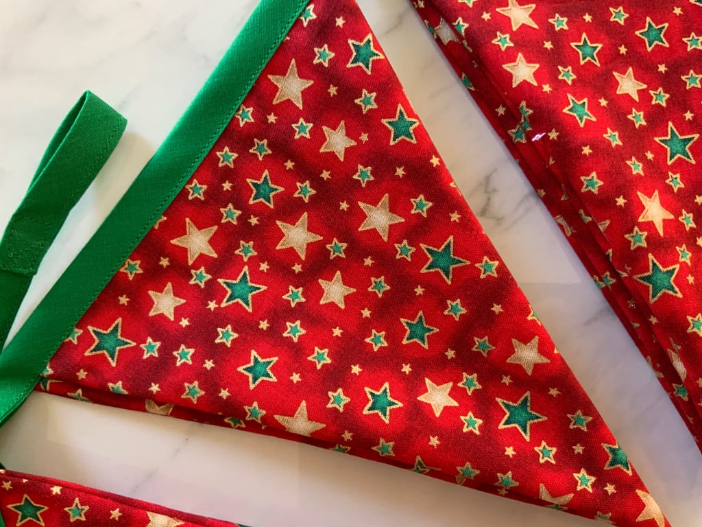 Handmade Cotton Christmas Bunting – Sustainable Festive Fabric Garland (3.3m)