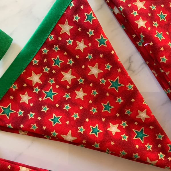Handmade Cotton Christmas Bunting – Sustainable Festive Fabric Garland (3.3m)