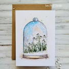 Snowdrops Blank Card - birthday, thanks, thinking of you, art greetings card