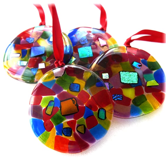 Swirl Decoration Rainbow Fused Glass Lightcatcher 