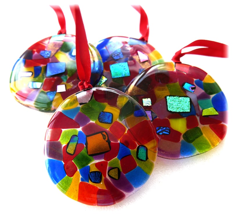 Swirl Decoration Rainbow Fused Glass Lightcatcher 