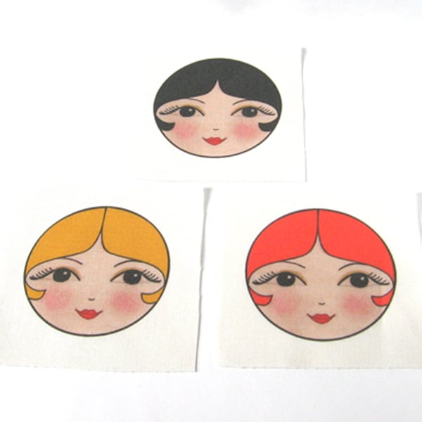 Pack of 12 Craft doll faces - Sew in Matryoshka doll faces 