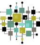 252A - Mid-Century Modern Squares Cross Stitch Pattern: Retro Art GREEN - Image 1