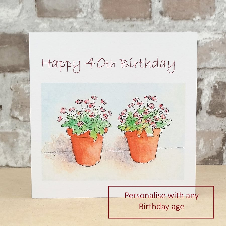 Birthday Card Fairy Flower Pot - Personalised with 'any' Birthday age