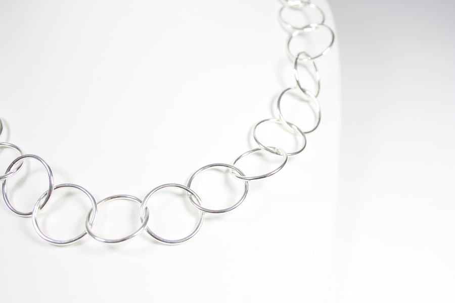 Handmade Silver Chainmail Style Link Necklace