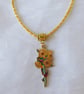 Bunch of Sunflowers Enamelled Pendant Necklace with Gold Plated Chain