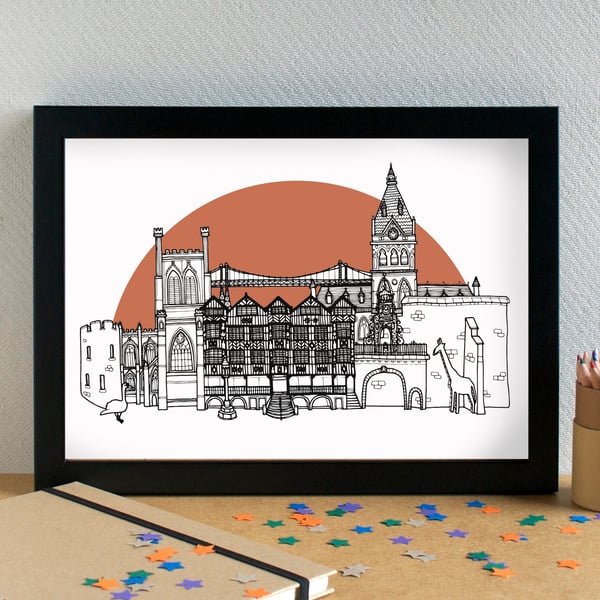 Chester Skyline Art Print