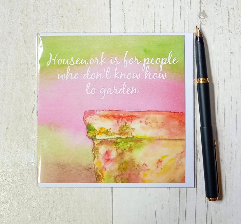 Garden lovers card. The old flower pot. Blank greetings card.