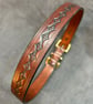 Hand embossed leather dog collar large