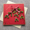 Square Tent-Style Quilled Mistletoe Festive Card Size 5" x 5"