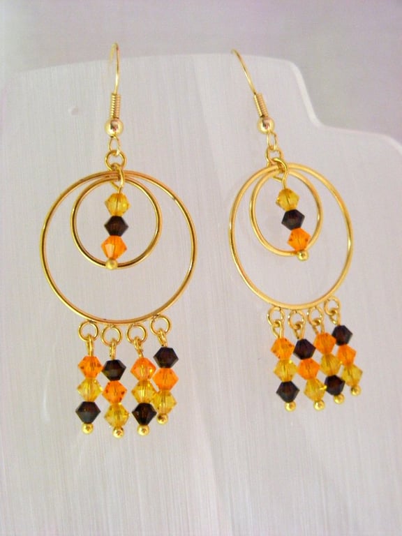 Handmade Crystal Chocolate and Citrus Earrings