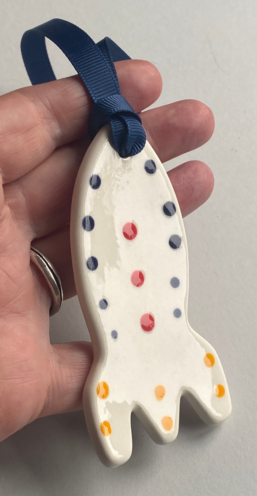Handmade Ceramic Rocket Hanging