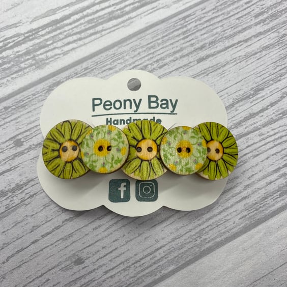 French barrette in green and yellow