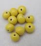 10 Small Lemon Yellow Glazed Clay Beads - Image 5