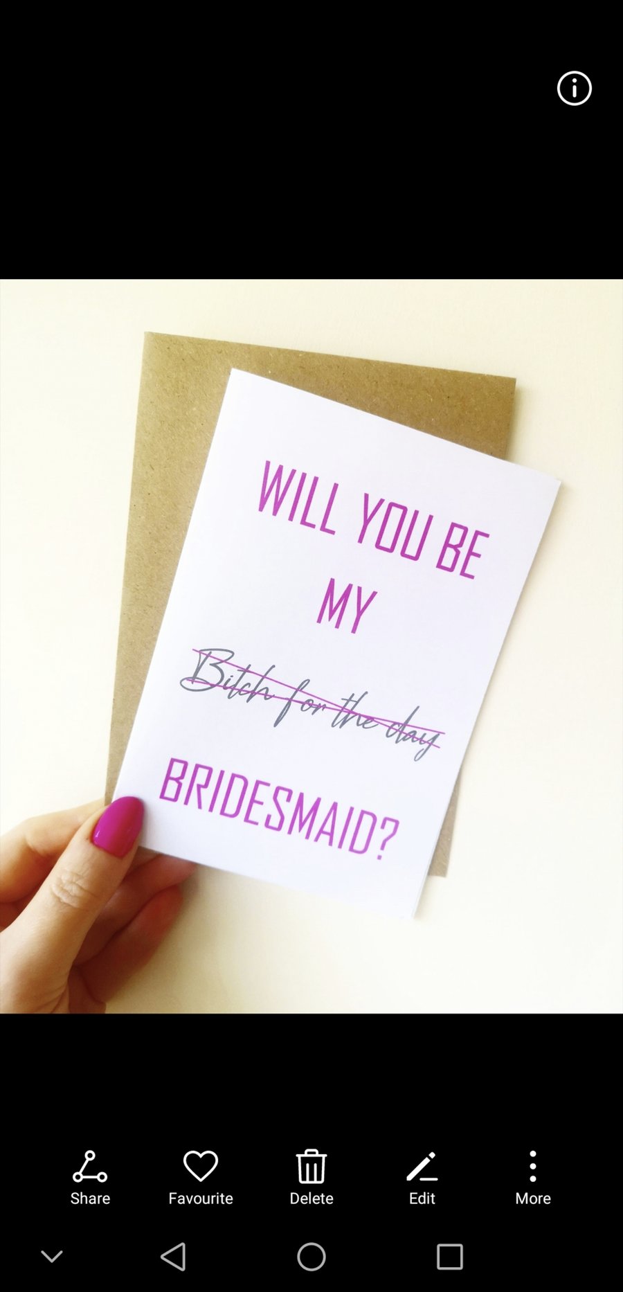 Bitch For The Day Wedding proposal card Will you be my Bridesmaid Maid Honour