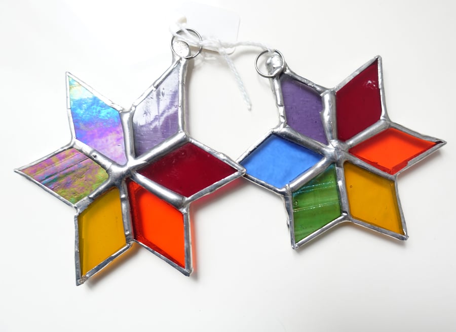 Rainbow Stars Stained glass Christmas Tree Ornaments Decorations
