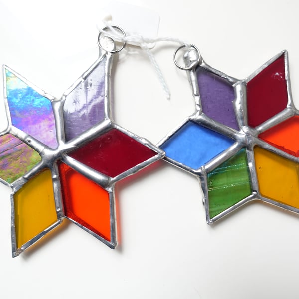 Rainbow Stars Stained glass Christmas Tree Ornaments Decorations