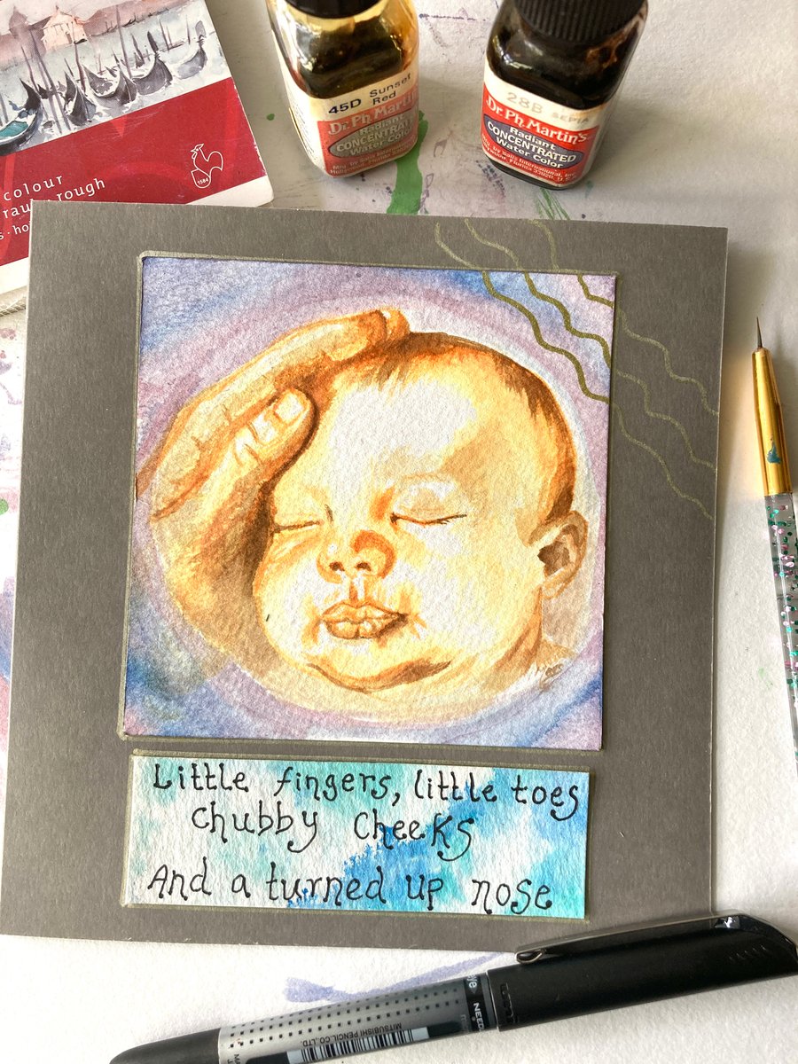 Original Watercolour Baby Card