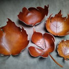 Moulded leather leaf dish