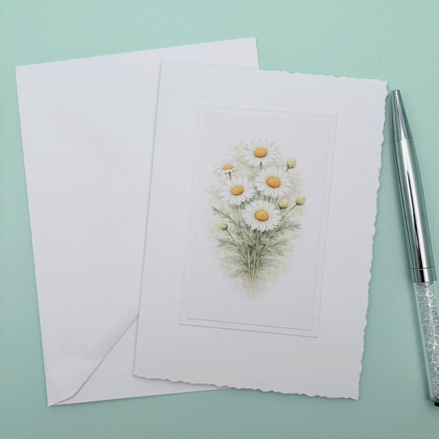 Daisy A6 Blank Card - Botanical Floral Note Card