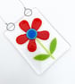 Fused Glass Red Flower Hanging - Handmade Fused Glass Suncatcher - Image 3