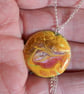 medium round pendant - scrolled brown, red and yellow - Image 5