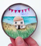 Handmade Beach Cottage Fridge Magnet, Mini Sea Glass Watercolour Sustainable Art