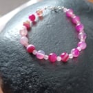 Pink agate bead bracelet