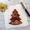 Embroidered up-cycled Christmas tree card and decoration.  