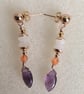 Dangle earrings, moonstone, carnelian and amethyst  - Image 9