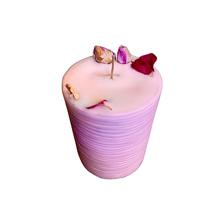 Rose Scented 100% Organic Soy Wax Ridged Candle