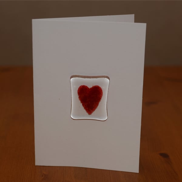 Red glass heart Valentine card
