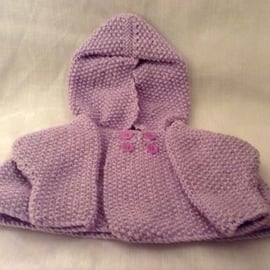 Knitted purple New-Born Hooded Cardigan 