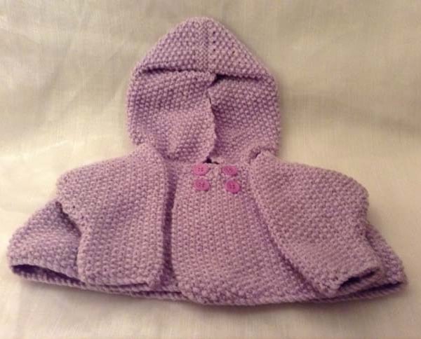 Knitted purple New-Born Hooded Cardigan 