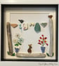 Handmade Sea Glass Washing Line Picture - Framed 8x8 Garden Cottage Pebble Art