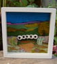 Sheep by a dry stonewall wool painting.  Needlefelt picture with hand embroidery - Image 3