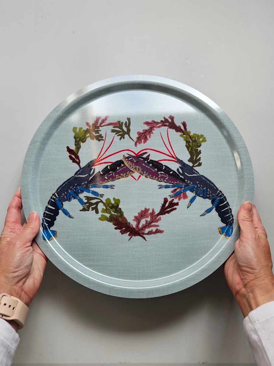 Common Lobsters in Seaweed heart, Coastal Inspired Gift, gloss finish