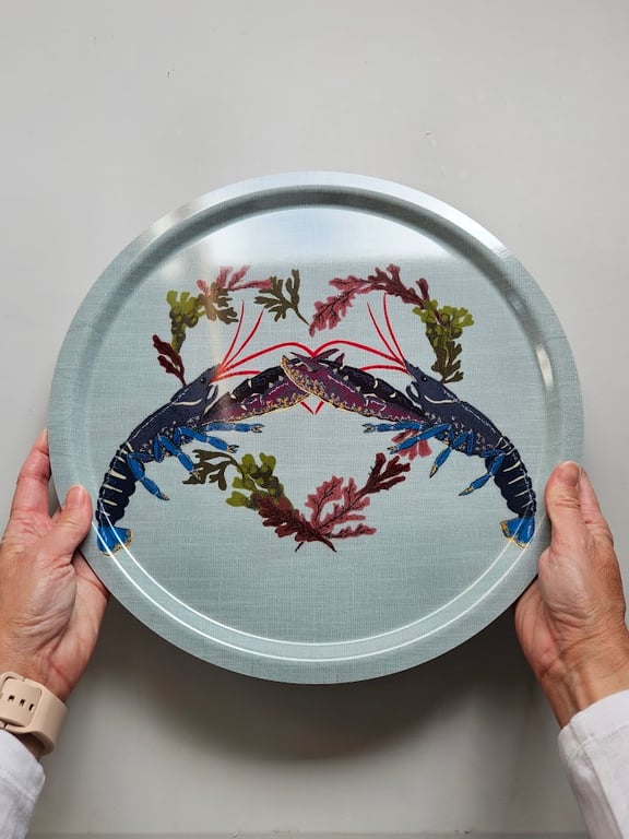 Common Lobsters in Seaweed heart, Coastal Inspired Gift, gloss finish