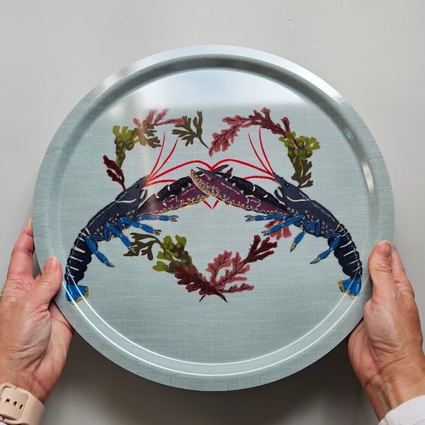 Common Lobsters in Seaweed heart, Coastal Inspired Gift, gloss finish