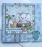 New addition to the family elephant bubble bath baby boy card