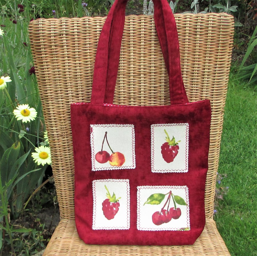 SALE, Red summer fruits tote bag