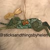 Woodland whimsical Hare, hanging ornament, oak leaves and acorns