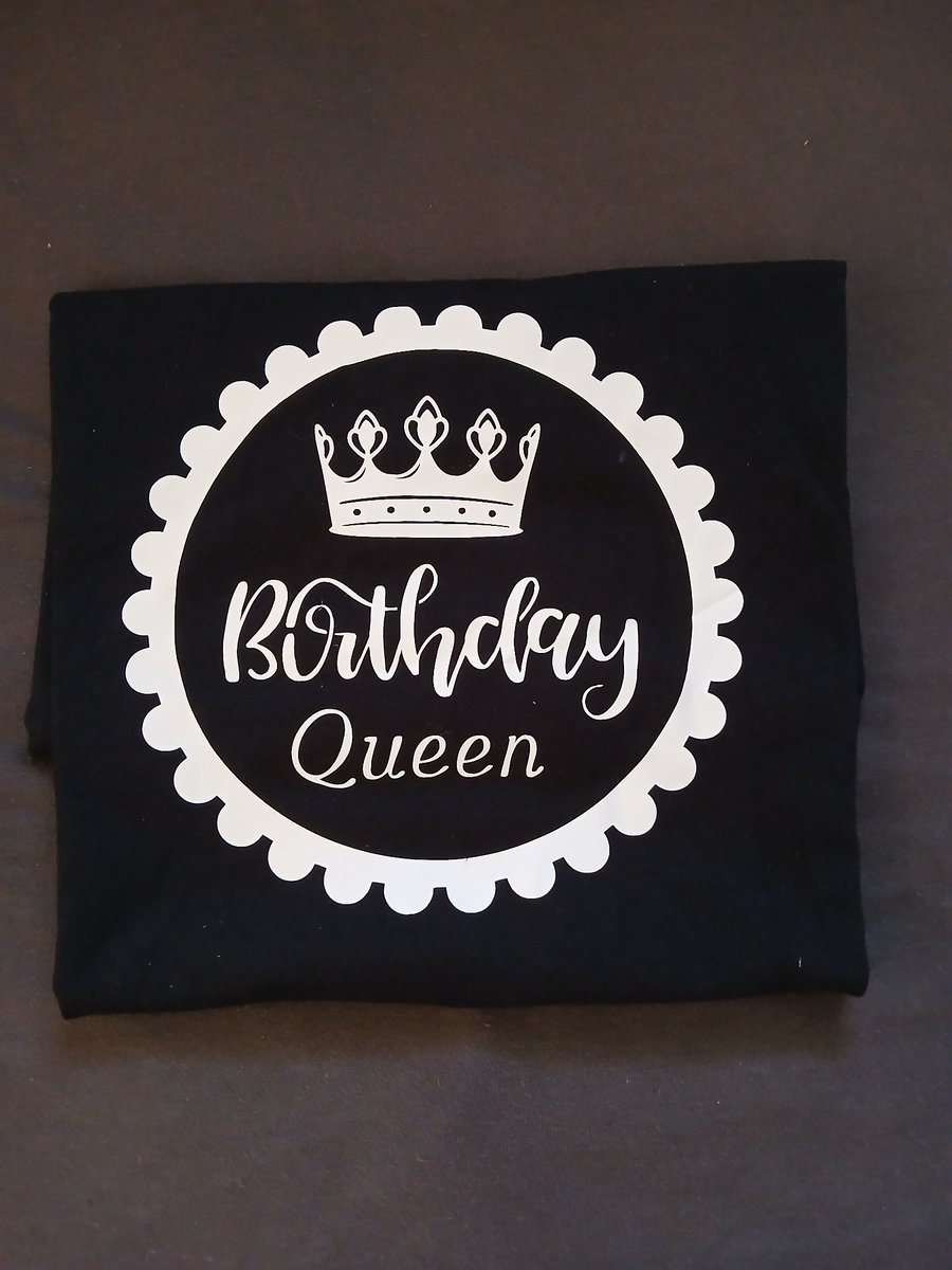 Birthday Queen Embroidered T-Shirt & White Tutu Set – Size L
