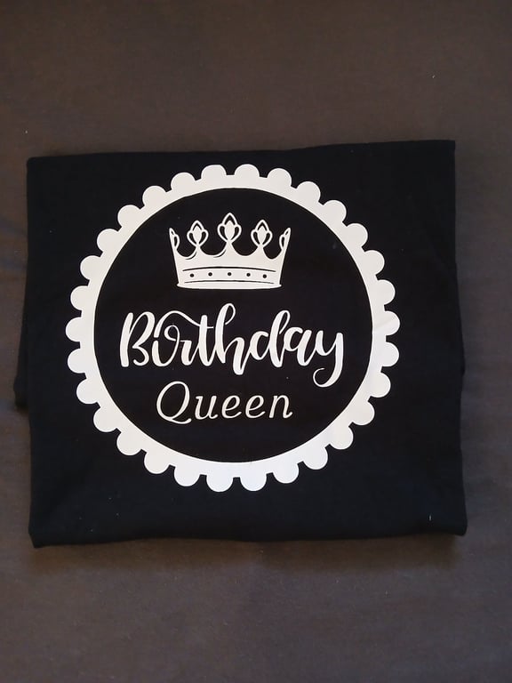 Birthday Queen Embroidered T-Shirt & White Tutu Set – Size L