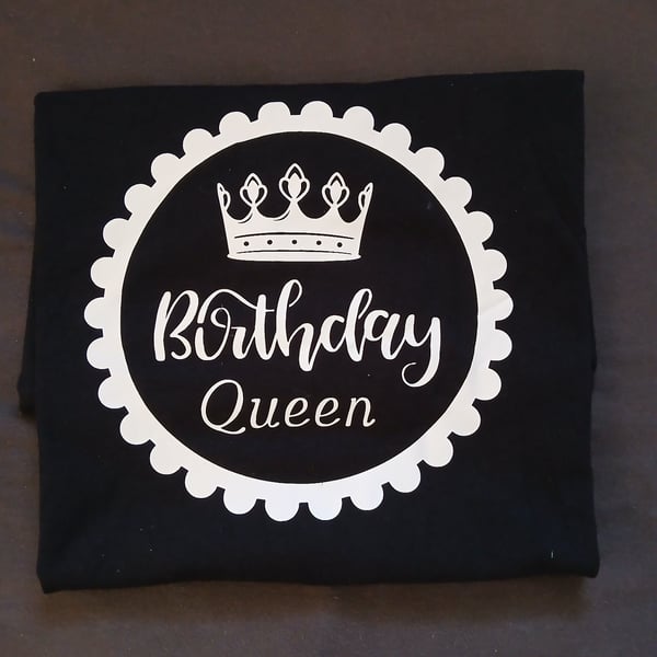 Birthday Queen Embroidered T-Shirt & White Tutu Set – Size L