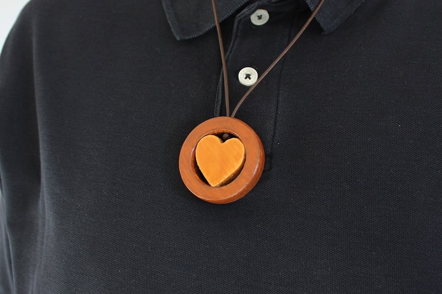 Heart Pendant Wood Necklace
