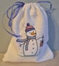Hand Embroidered Christmas Cross Stitch Gift Bag