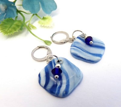 Blue Marble and Precoisa Crystal Earrings.