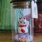 Mini Lucky Cat in a Jar – Stay Lucky Gift & Handmade Good Fortune Token
